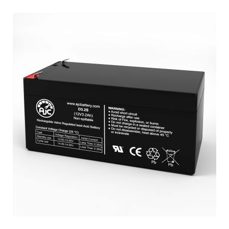 Battery Clerk AJC Werker WKA12-3.3F2 Sealed Lead Acid Replacement Battery 3.2Ah, 12V, F1 AJC-D3.2S-V-0-191673